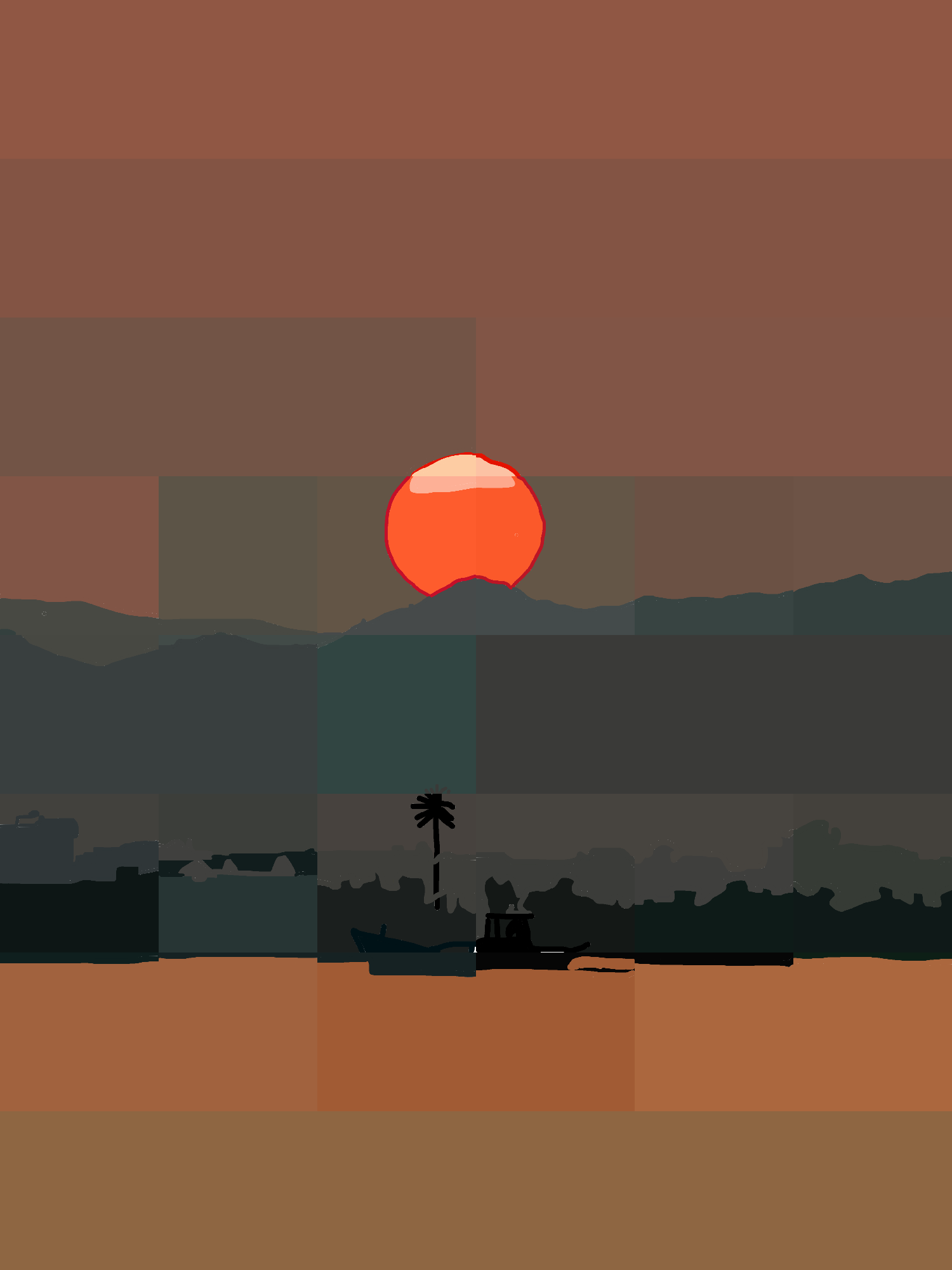 Pixelated Sunset Serenity