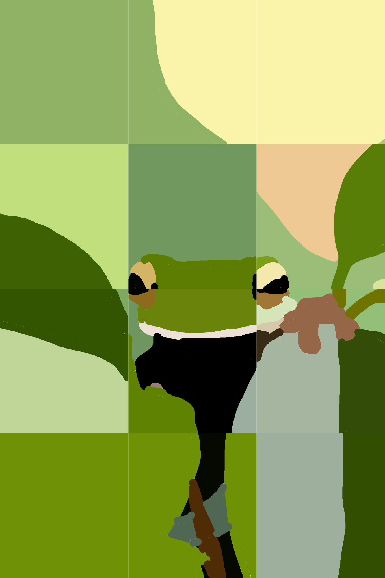 Cubist Frog in Nature