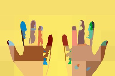 Vibrant Handprint Mosaic