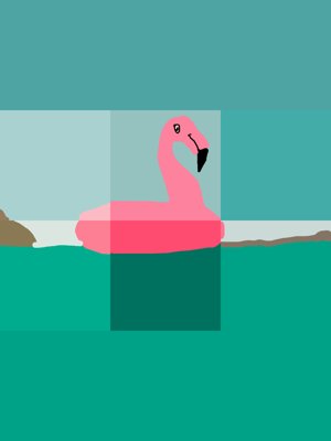 Serene Flamingo in Geometric Harmony